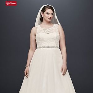 Illusion tank A-line plus wedding prom dress